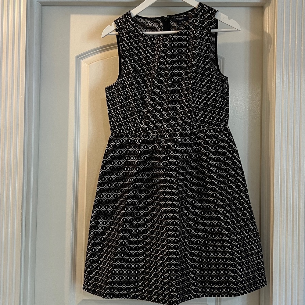 Madewell Black and Cream Textured Dress